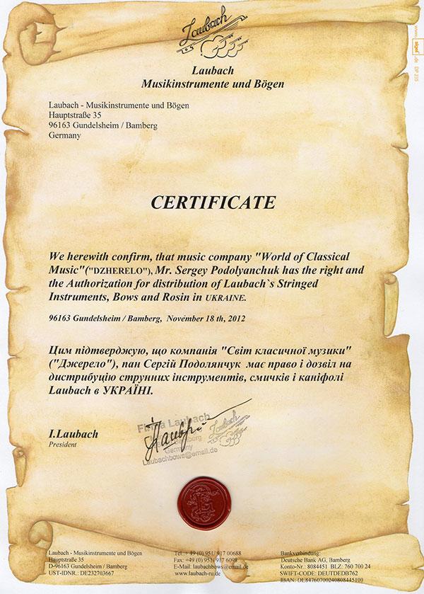 Certificate of partnership Laubach