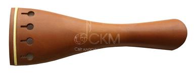 Violin tailpiece, round, boxwood, beige saddle, 4/4