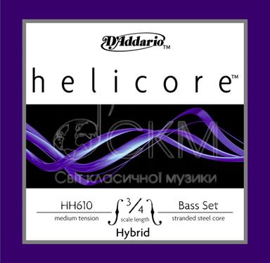 Strings set for double bass D'ADDARIO HELICORE HYBRID 1/2