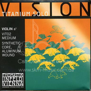 Струна для скрипки Ля THOMASTIK VISION TITANIUM SOLO, сердечник синтетика, алюминиевая обмотка