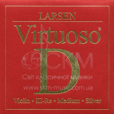 Струна для скрипки Ре LARSEN VIRTUOSO, синтетика/серебряная обмотка