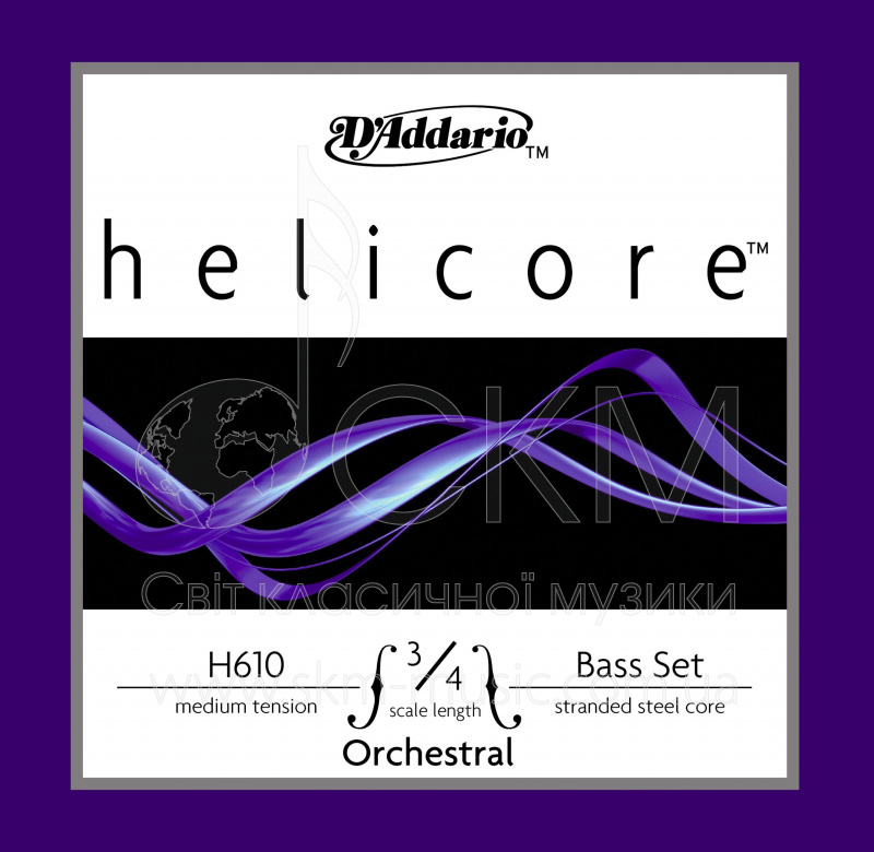 Комплект cтрун для контрабаса D'ADDARIO HELICORE ORCHESTRAL 1/4