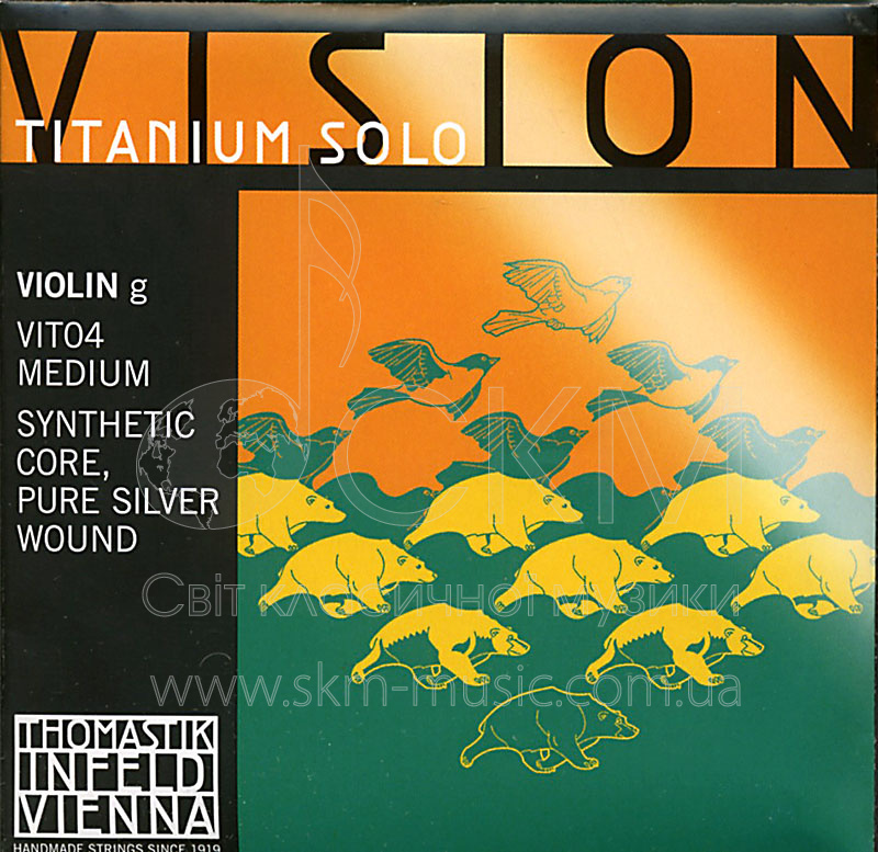 Струна для скрипки Соль THOMASTIK VISION TITANIUM SOLO, сердечник синтетика, обмотка чистое серебро