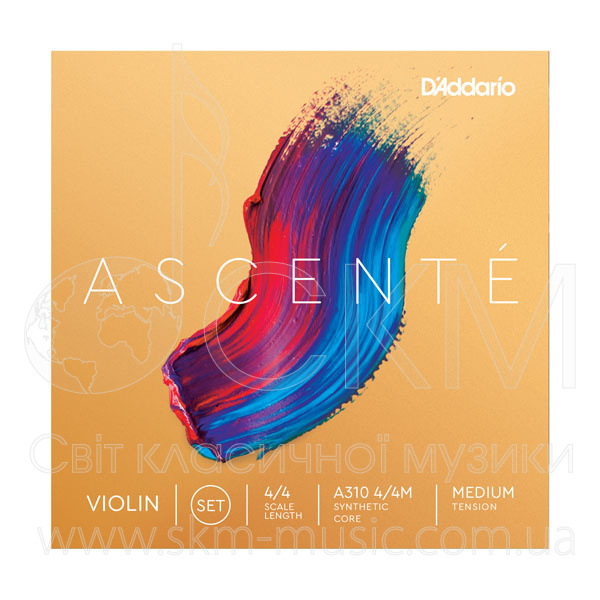 Струна для скрипки Ре D'ADDARIO ASCENTE, синтетика/обмотка монель