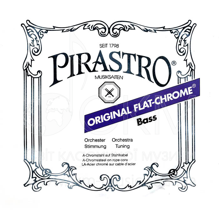 Струна для контрабаса Ми PIRASTRO ORIGINAL FLAT-CHROME ORCHESTER, сердечник стальная проволока