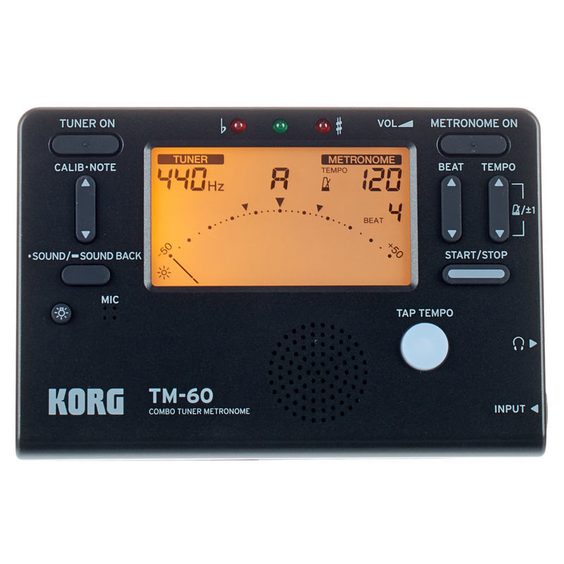 Метроном - тюнер KORG TM-60C BK Black, многофункциональный