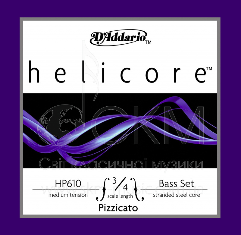 Комплект cтрун для контрабаса D'ADDARIO HELICORE PIZZICATO