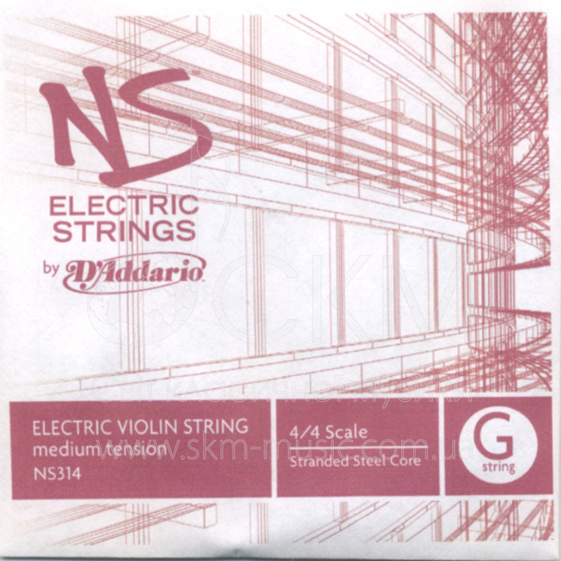 Струна для электроскрипки Соль D'ADDARIO NS Electric, многожильная сталь/серебро