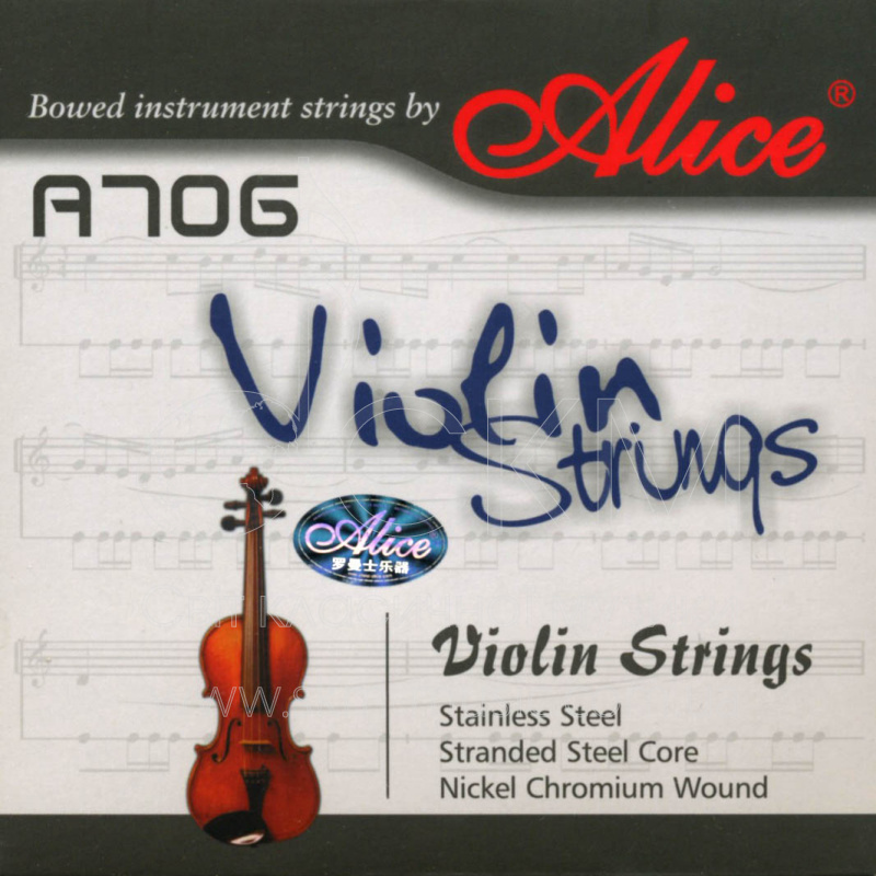 Комплект струн для скрипки  ALICE 706, тросовый стальной сердечник/обмотка никель-хром