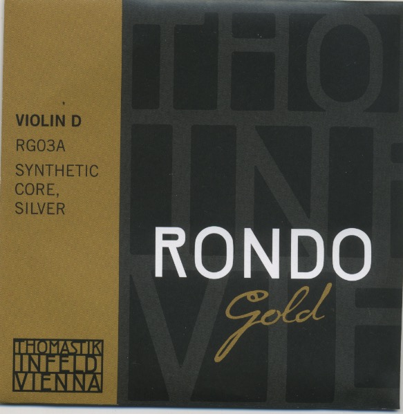 Струна для скрипки Ре THOMASTIK RONDO GOLD, сердечник синтетика, серебряная обмотка