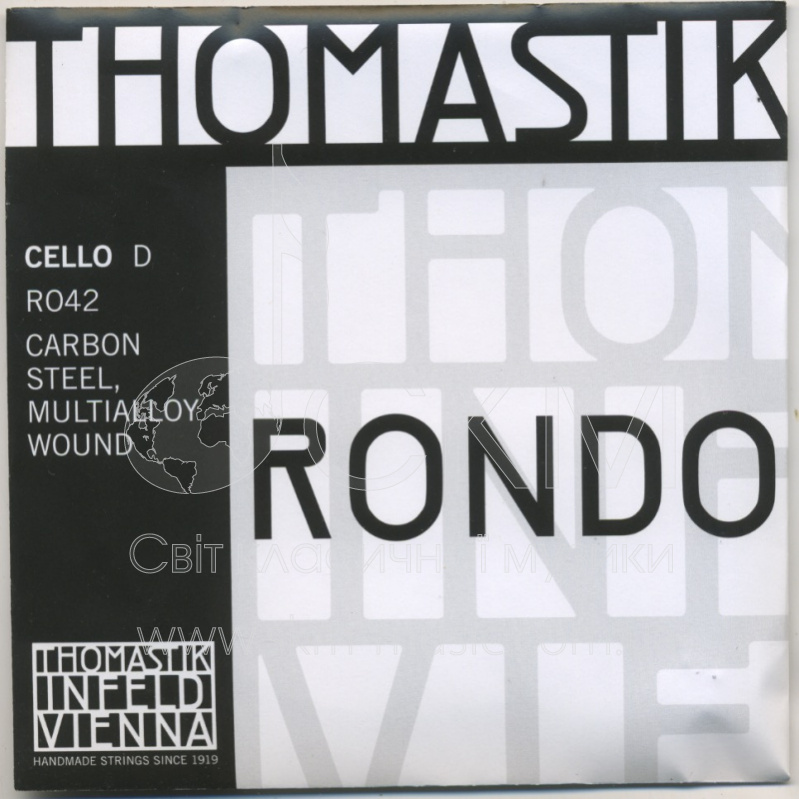 Струна для виолончели Ре THOMASTIK RONDO, карбоновая сталь/мультисплавная обмотка