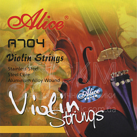 Комплект струн для скрипки  ALICE 704, стальной сердечник/обмотка nickel silver
