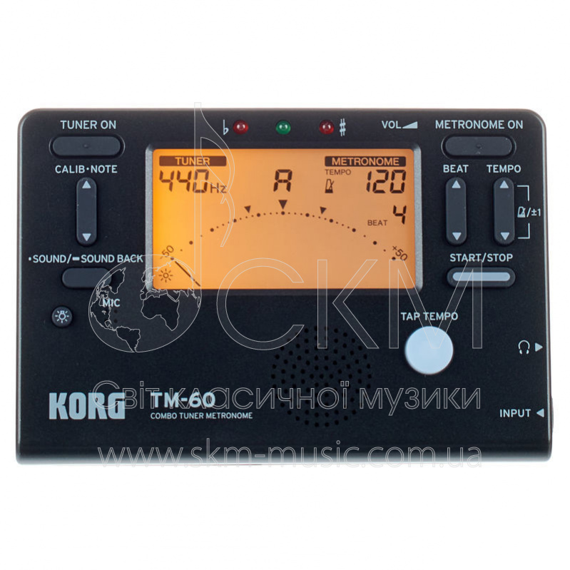 Метроном - тюнер KORG-TM50 BK, хроматический, многофункциональный