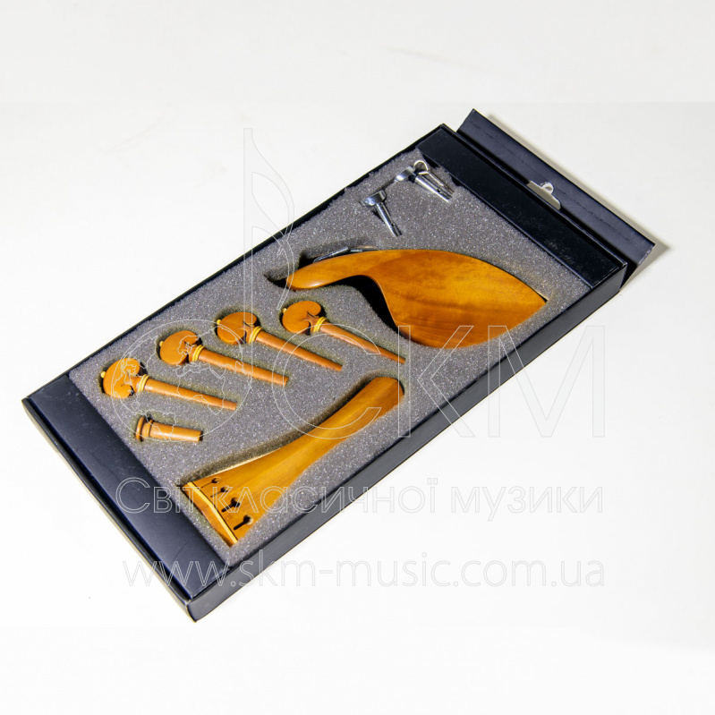 Набор для скрипки, самшит с бежевым укр. (подбор. Guarneri, подгрифник Hill, 4-колка, пуговица)