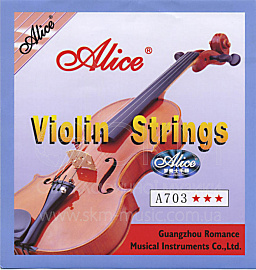 Комплект струн для скрипки  ALICE 703, стальной сердечник/обмотка nickel silver