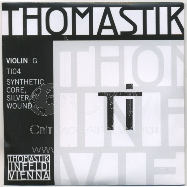 Струна для скрипки Соль THOMASTIK Ti, сердечник синтетика, серебряная обмотка