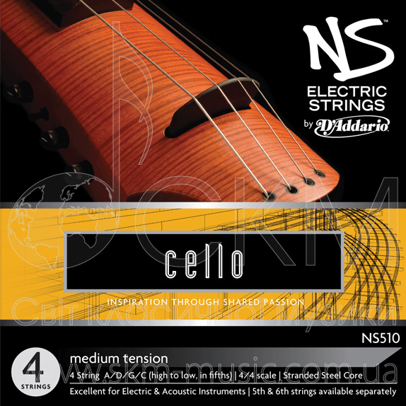 Струна для электроскрипки Ре D'ADDARIO NS Electric, многожильная сталь/титан