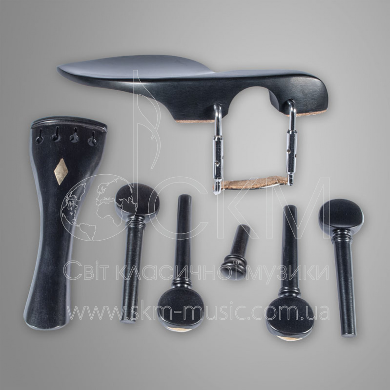 Набор для скрипки, черное дерево с укр. Diamond (подб. Guarneri, подгриф. франц., 4-колка, пуговица)